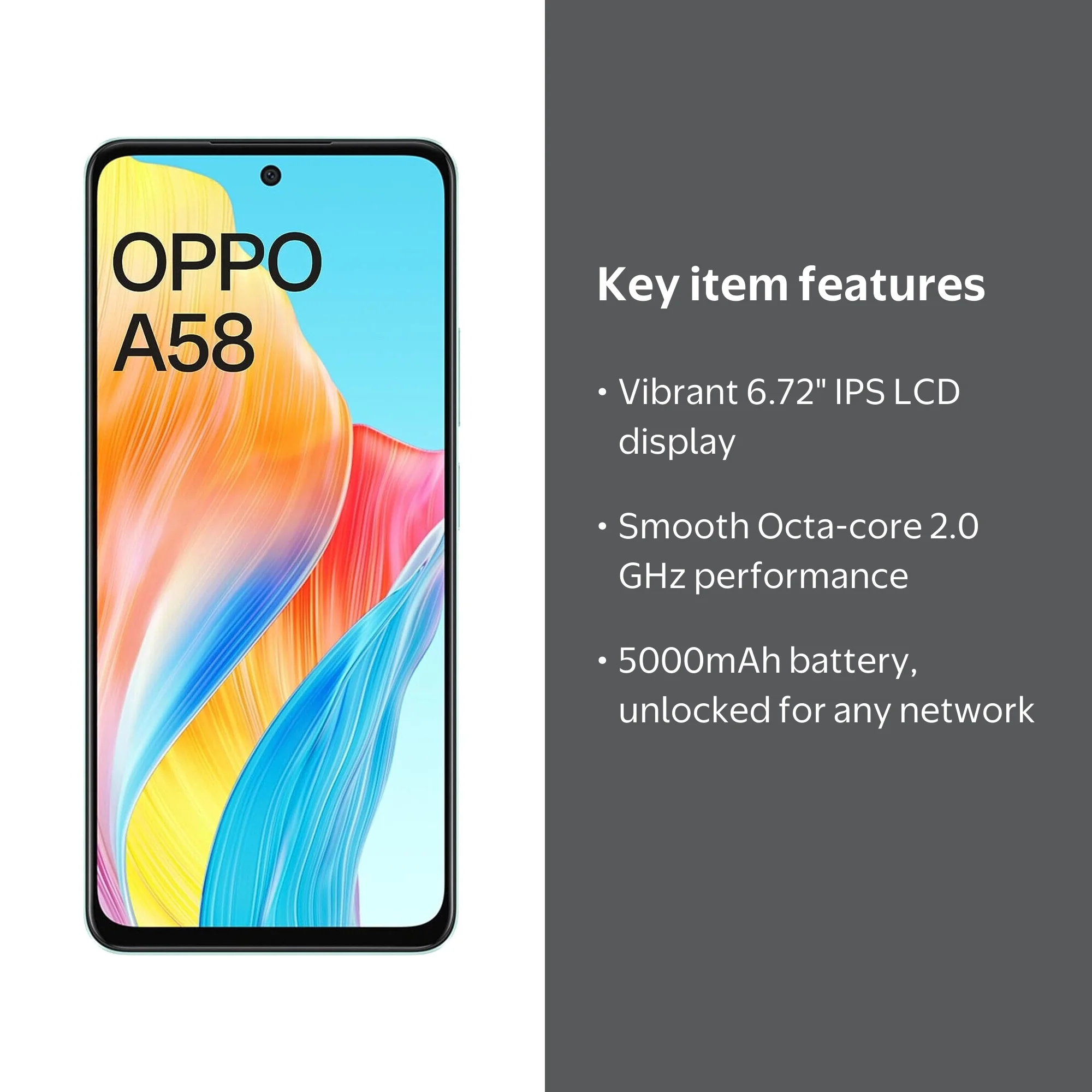 Oppo A58 Android Smartphone, DUAL SIM, 128GB ROM, 6GB RAM