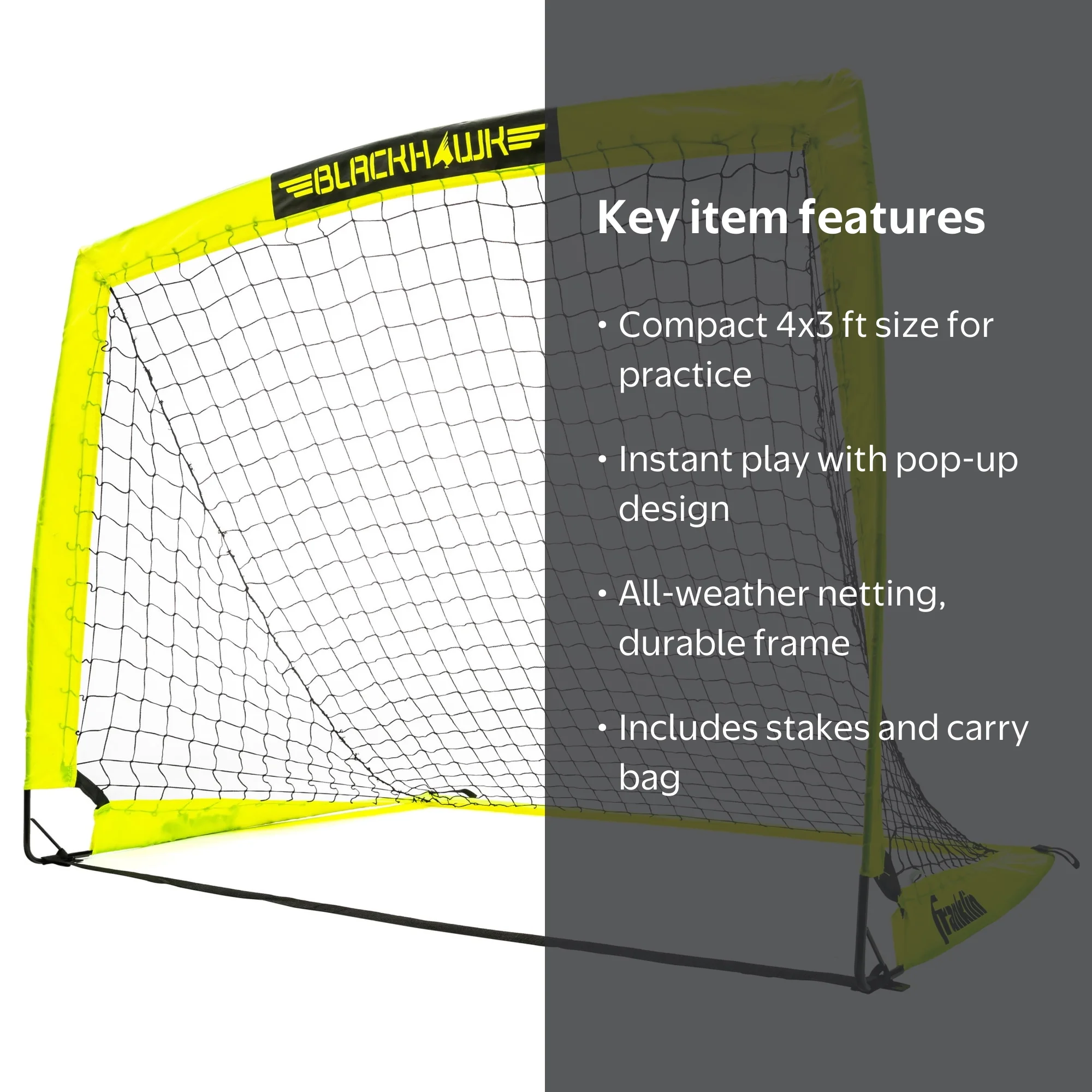 Franklin Sports Blackhawk Soccer Goal - Pop up - Indoor + Outdoor