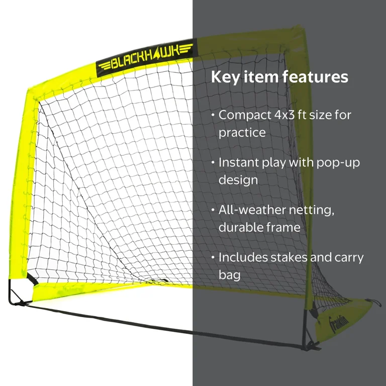 Franklin Sports Blackhawk Soccer Goal - Pop up - Indoor + Outdoor