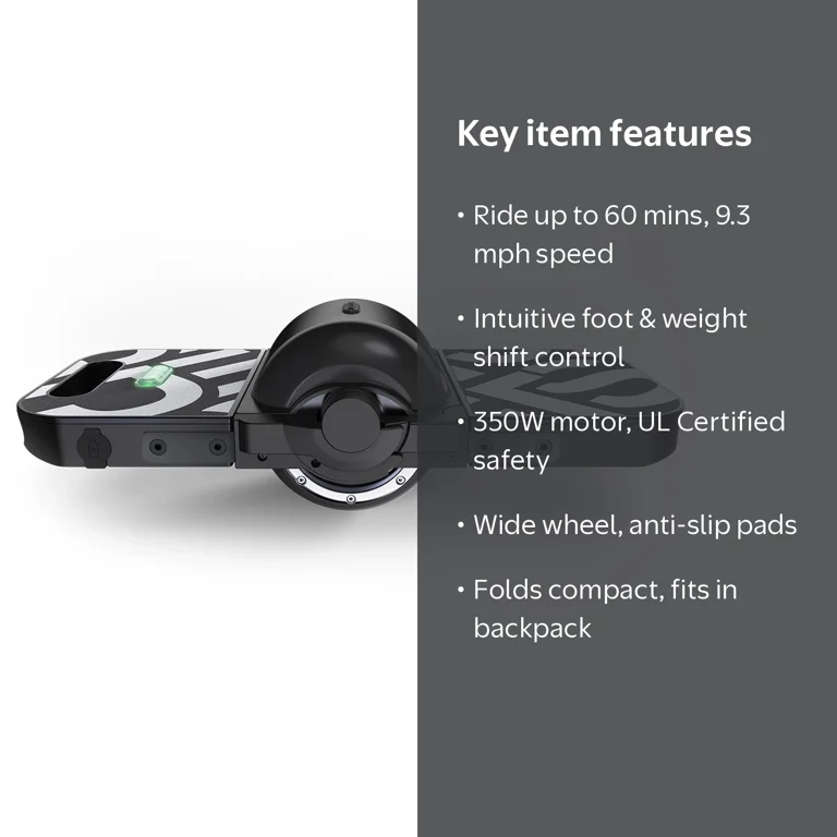 Jetson Ring Electric Balance Board, Black, Teens, Ages 12+, 9.3mph