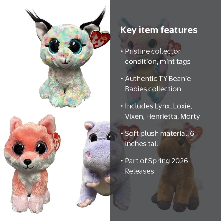 TY Beanie Babies - SET OF 5 Spring 2026 Releases (Lynx,Loxie