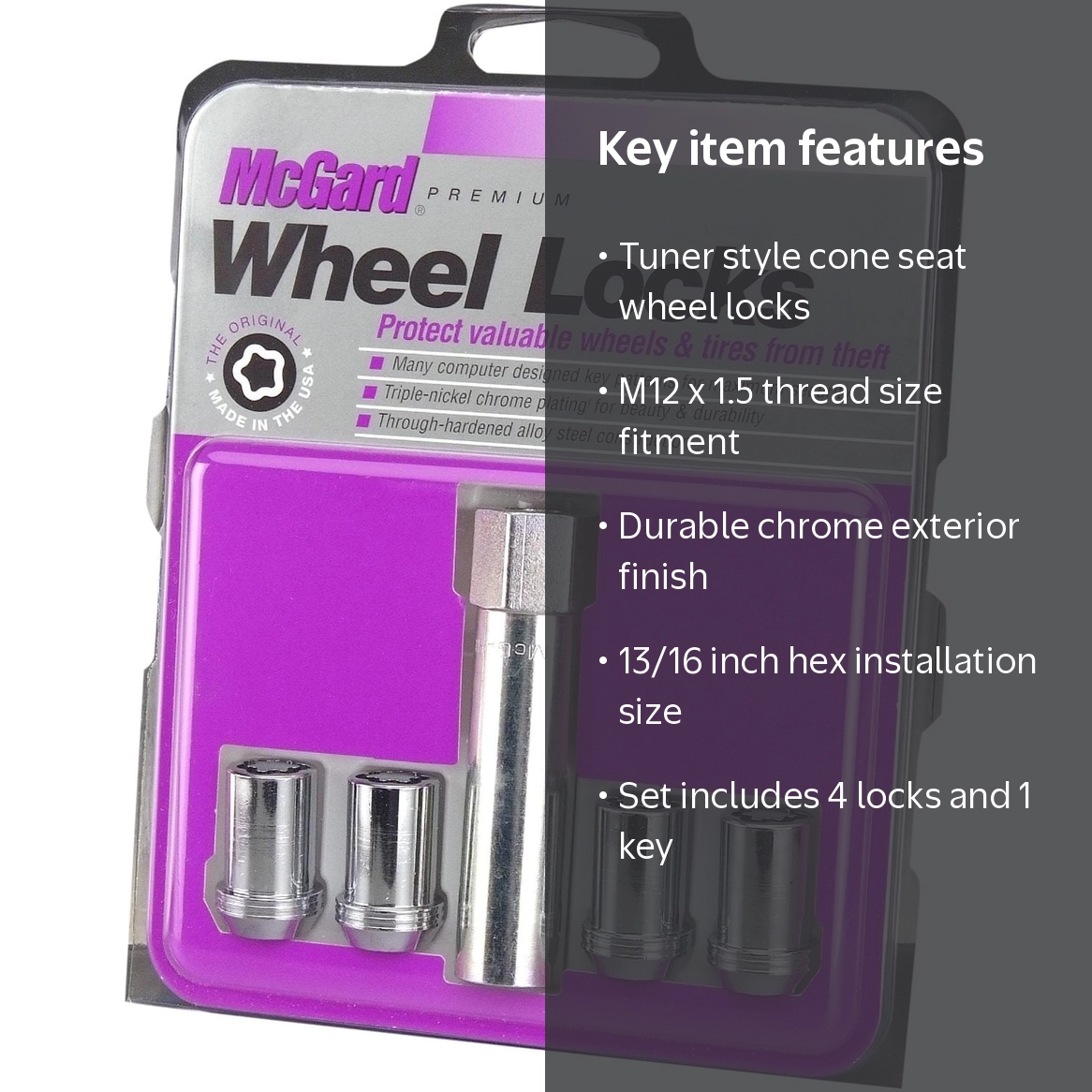 McGard 25257 Chrome Tuner Style Cone Seat Wheel Locks (M12 x 1.5