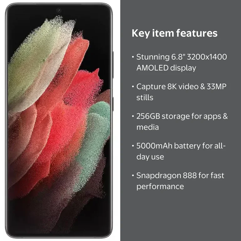 Samsung Galaxy S21 Ultra 5G 256GB Black - Professionally