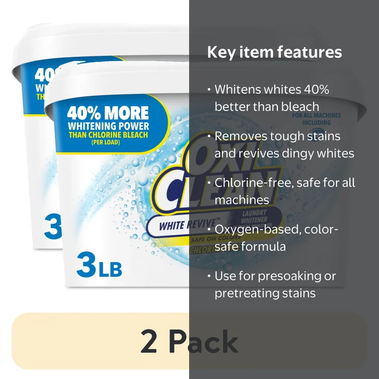 2 pack) OxiClean White Revive Laundry Whitener and Laundry Stain