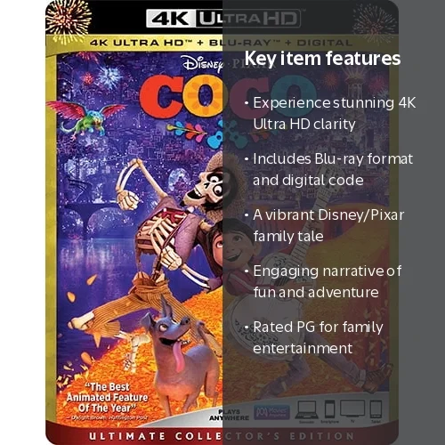 Disney, Coco 4K Ultra HD + Blu-ray + Digital Code, PG Kids