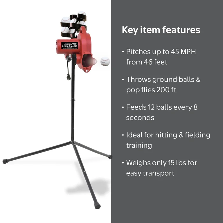 Heater Sports Base Hit Lite Adjustable Baseball Pitching Machine