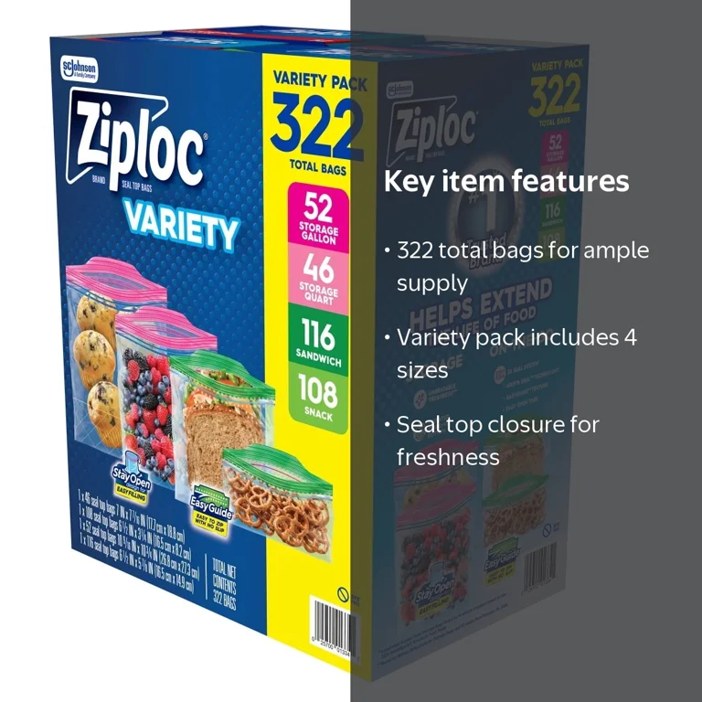 Ziploc Seal Top Bag Variety Pack, 322 Count - Walmart.com