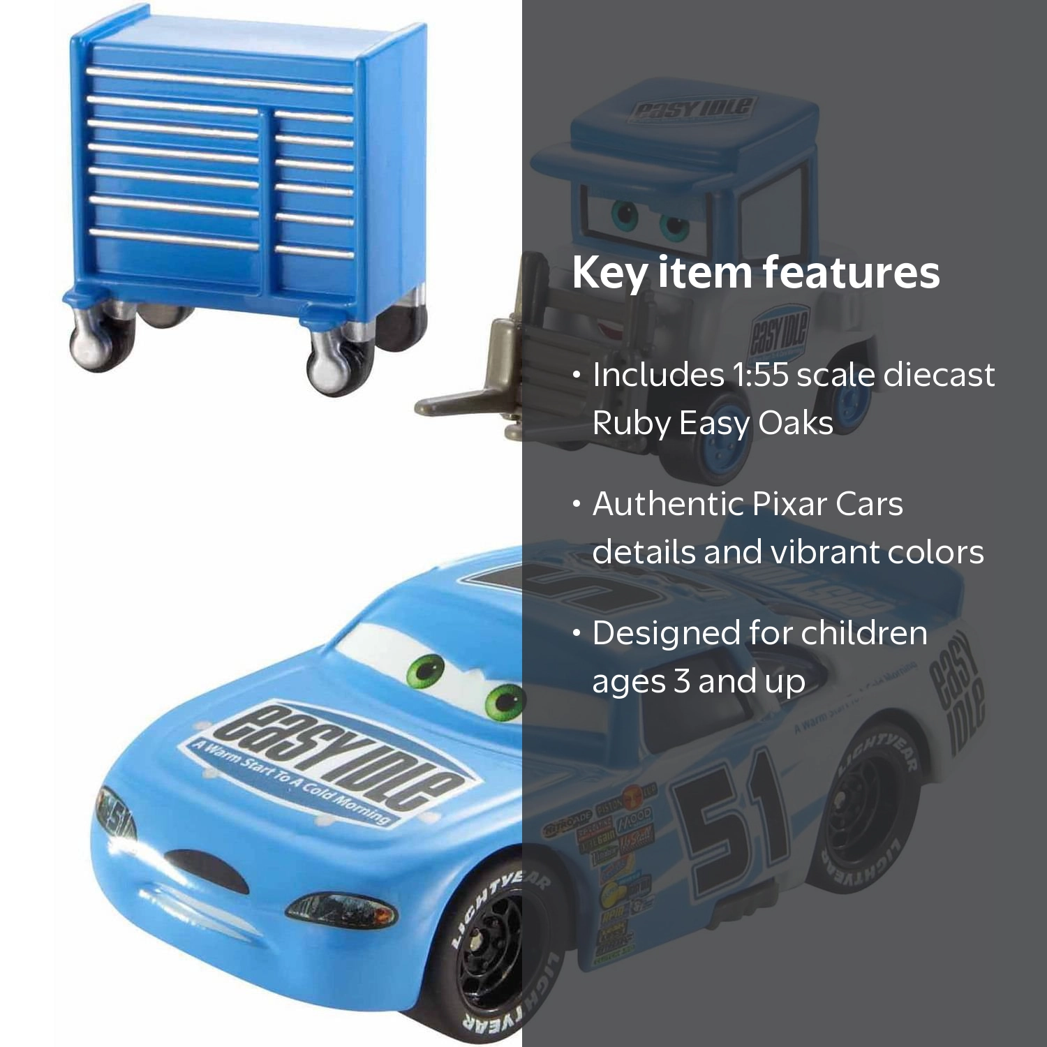 Disney Pixar Cars Ruby Easy Oaks and Easy Idle Pitty Piston Cup