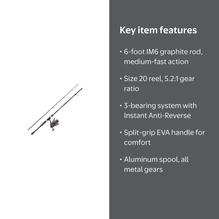 Zebco Bill Dance Spinning Reel & Fishing Rod Combo, 6-Foot, 2