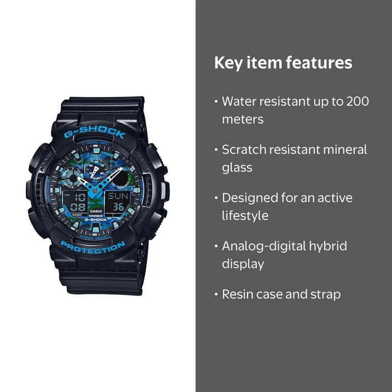 Casio G-Shock, Sports Watch, GA100CB-1A, Ana-Digi Black and Blue