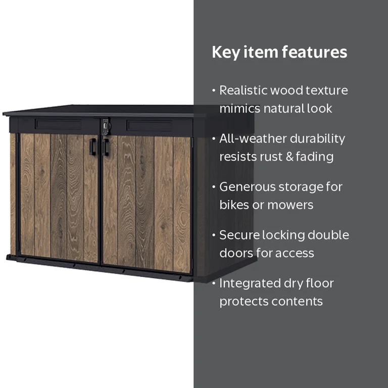 Keter Signature Horizontal Resin Outdoor Storage Shed, Heavy Duty
