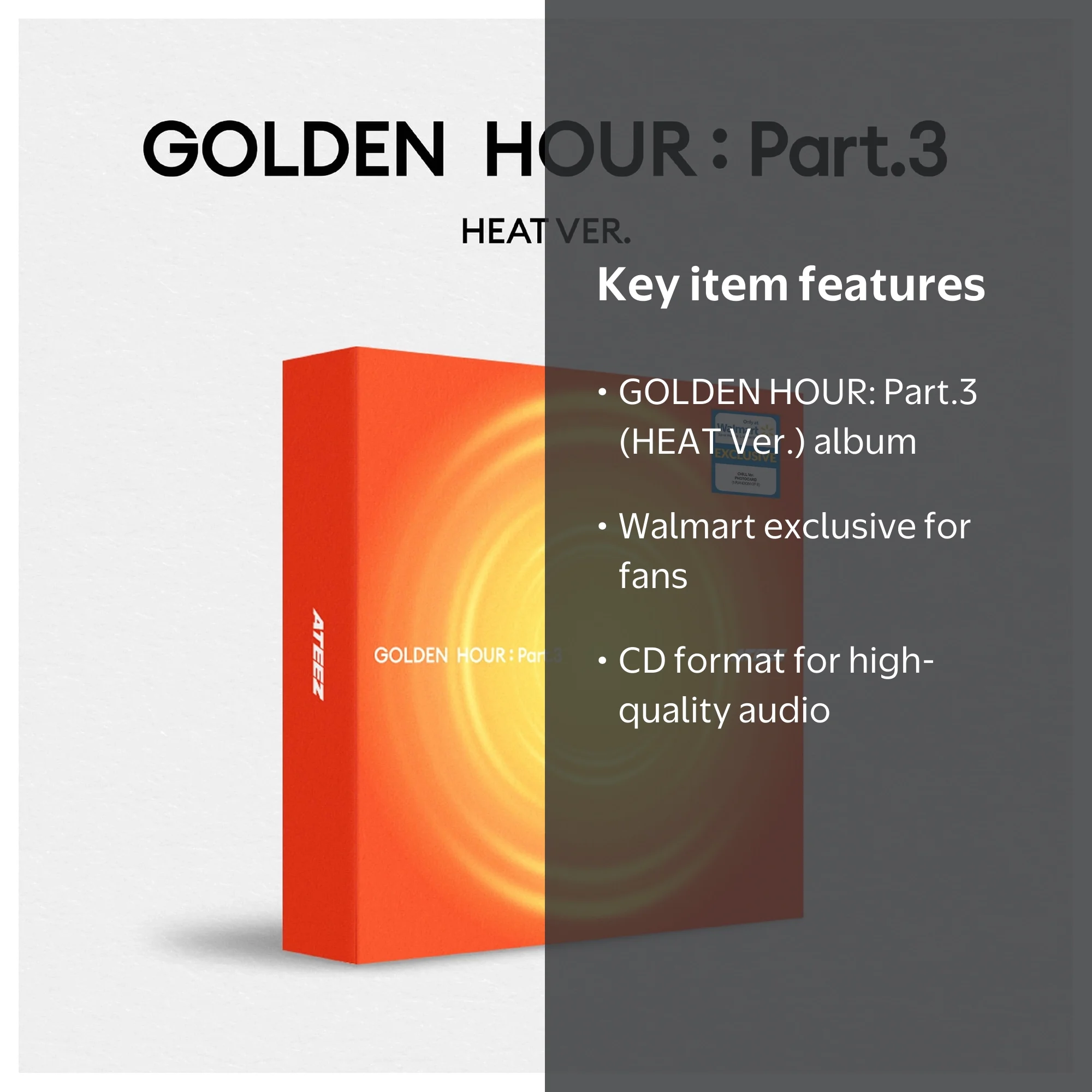 ATEEZ - GOLDEN HOUR : Part.3 (HEAT Ver.) - Walmart Exclusive CD