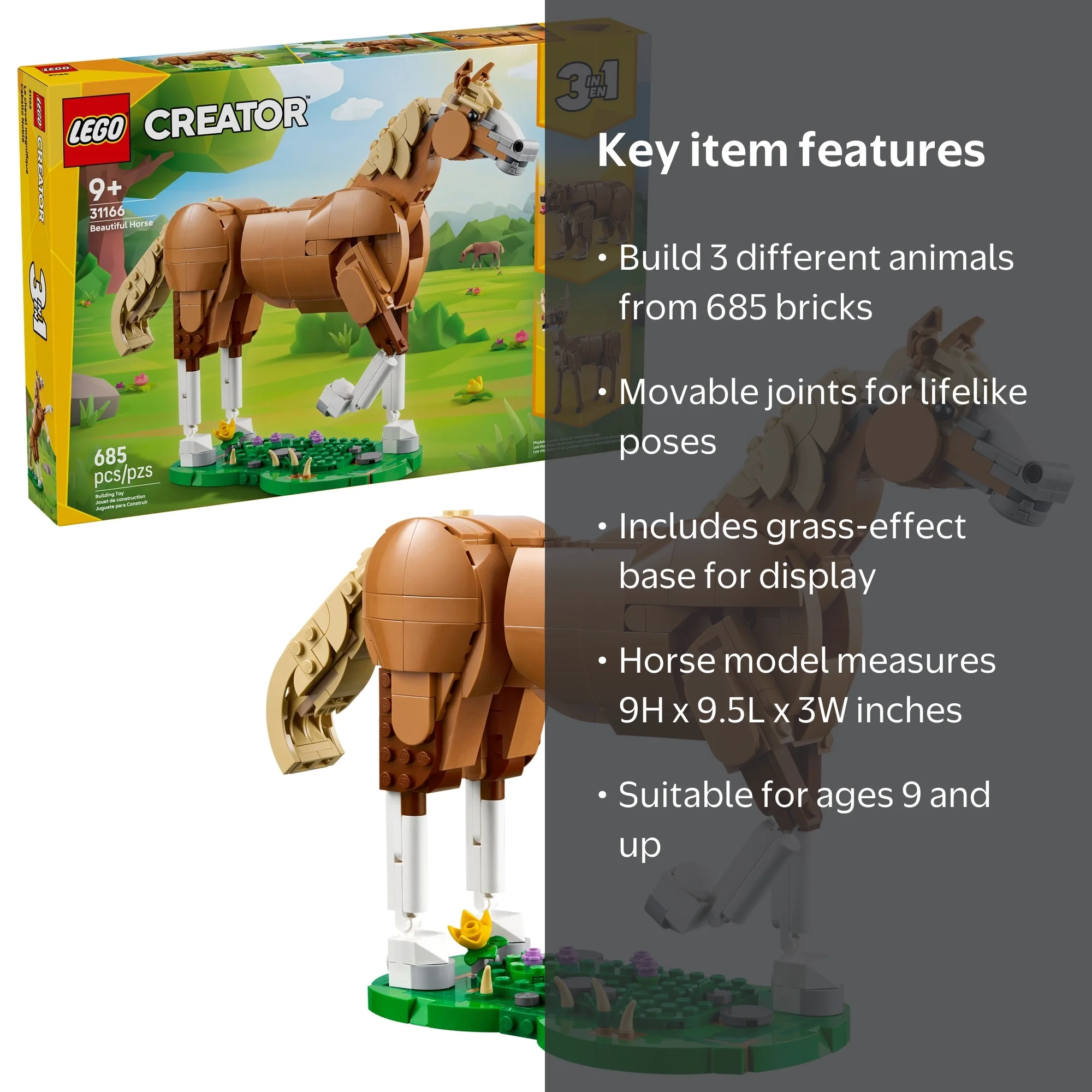 LEGO Creator 3 in 1 Horse Building Toy, 685 Pieces - Walmart.com