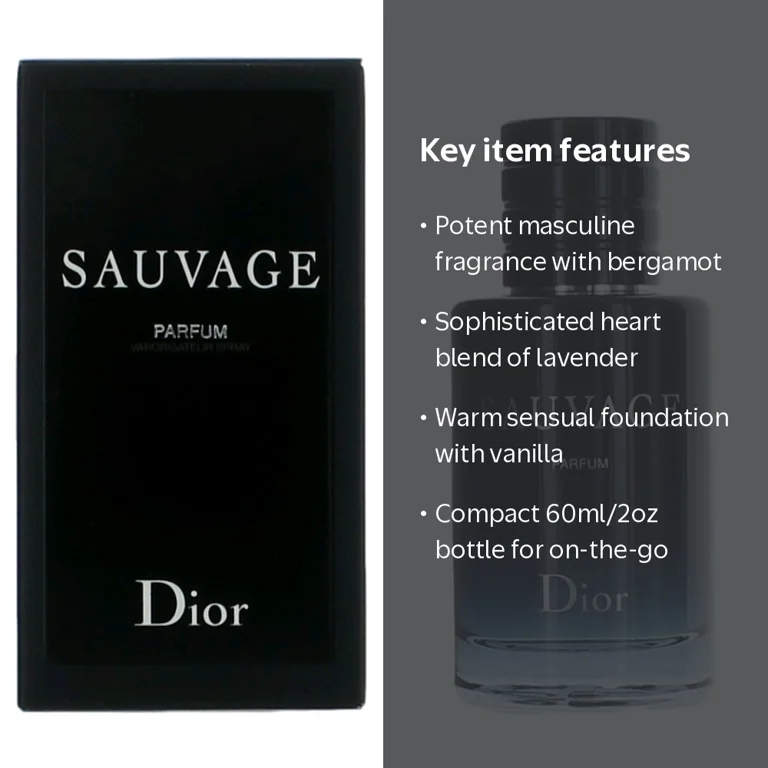 Dior, Men's Parfum, Sauvage Vaporisateur Spray 60 ml, 2 oz
