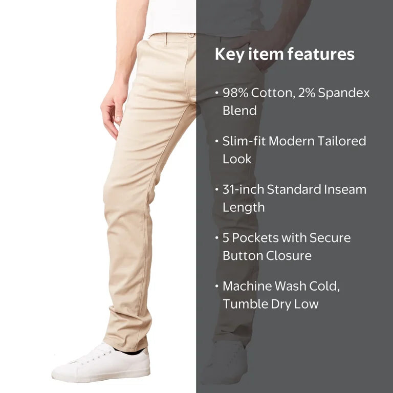 Men's Slim Fit Stretch Chino Pants, 31