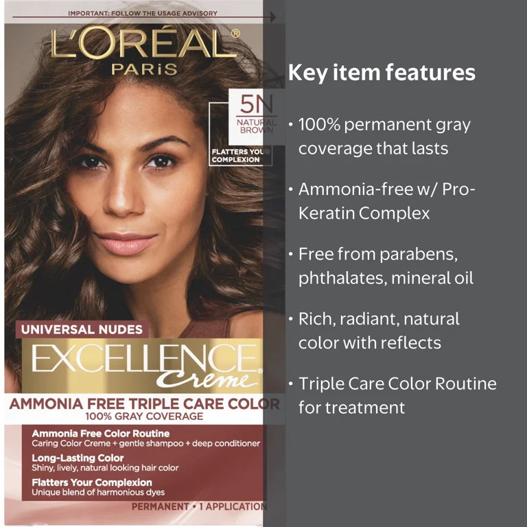 L'Oreal Paris Excellence Universal Nudes Permanent Hair Color 5N