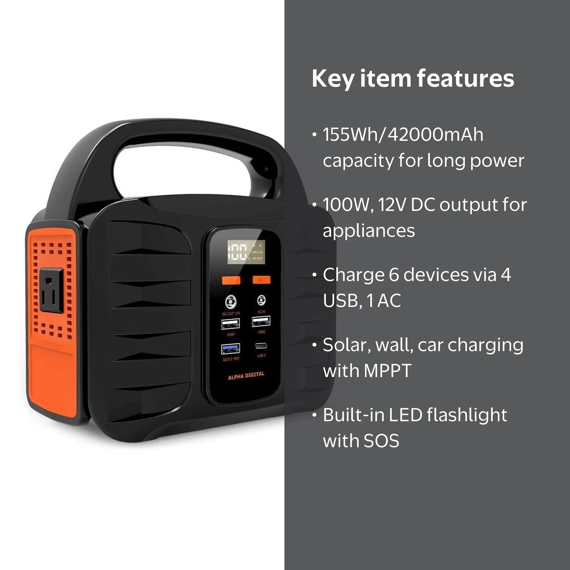 Alpha Digital T101 Portable Power Station, AC Generator, Solar