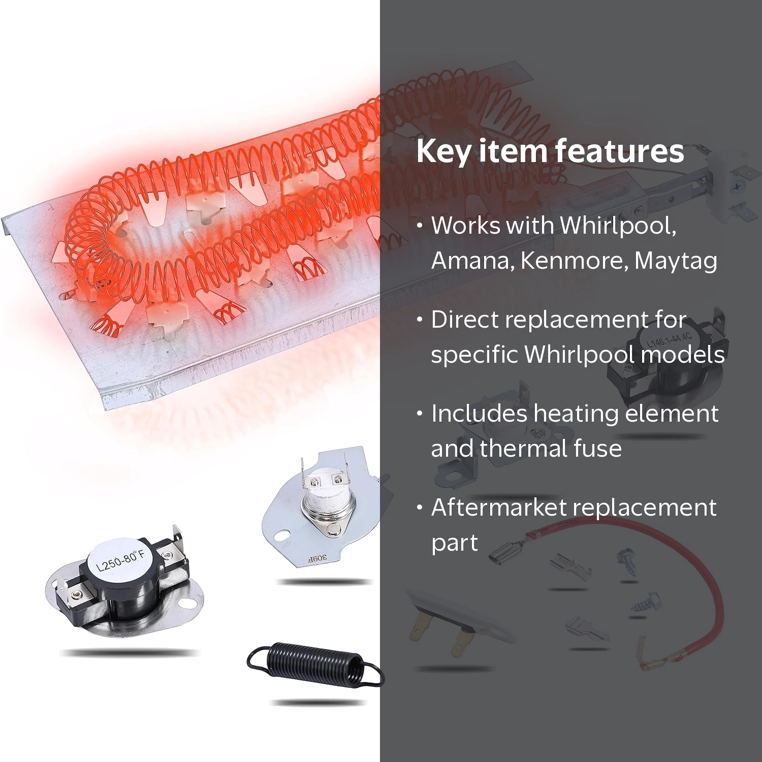 AZ4U Dryer Heating Element for Whirlpool GE models with fuse