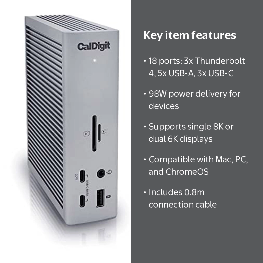 CalDigit TS4 Thunderbolt 4 Dock - 18 Ports, 98W Charging, Laptop