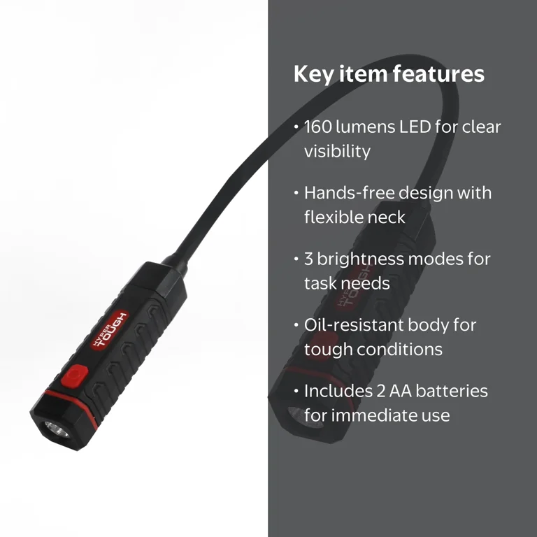 Hyper Tough Hands-Free Flex LED Work Light, 160 Lumens, Battery