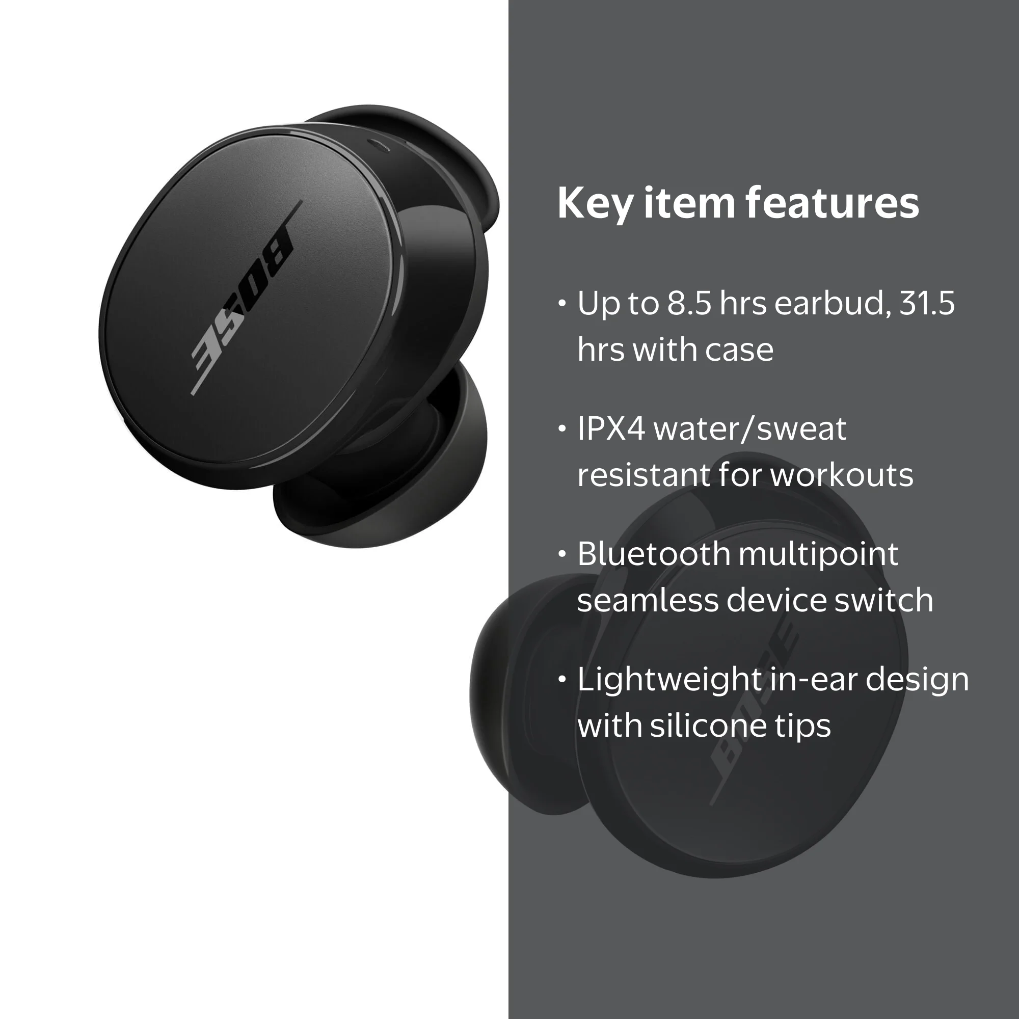 Bose, Wireless Noise Cancelling Earbuds, QC Earbuds, Black