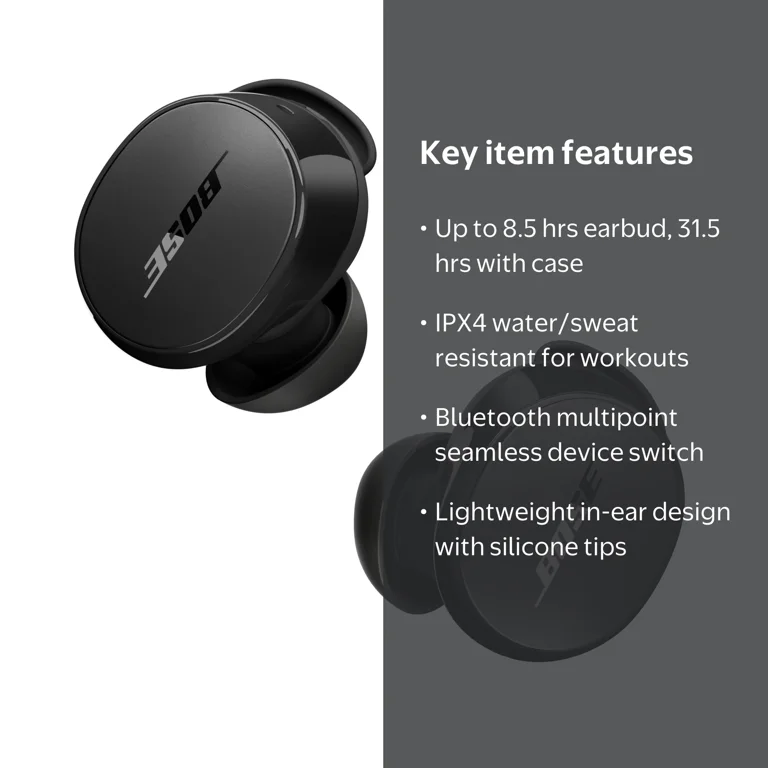 Bose, Wireless Noise Cancelling Earbuds, QC Earbuds, Black