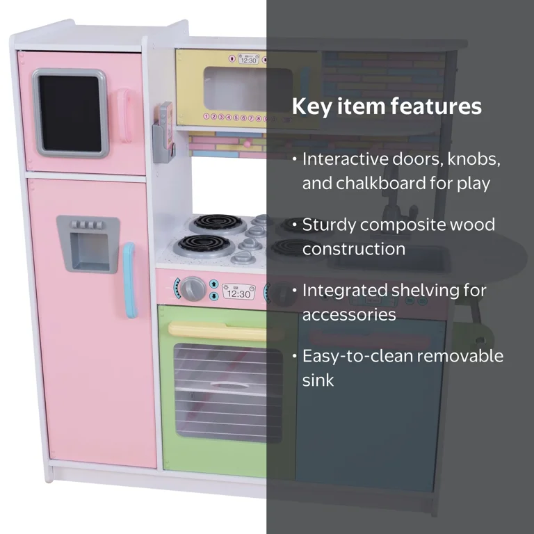 KidKraft Uptown Pastel Wooden Play Kitchen with Chalkboard and