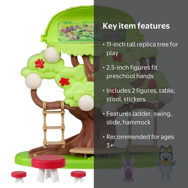 Bluey Tree Playset With Inside Figurines - Big Family, Flower