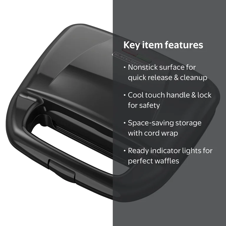 BLACK+DECKER Electric Waffle Maker Nonstick Plates Vertical Handle