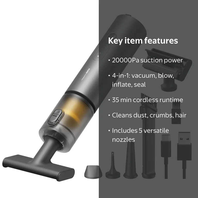 HOTO Handheld Car Vacuum Cleaner, 4-in-1 Cordless Mini Vacuum with