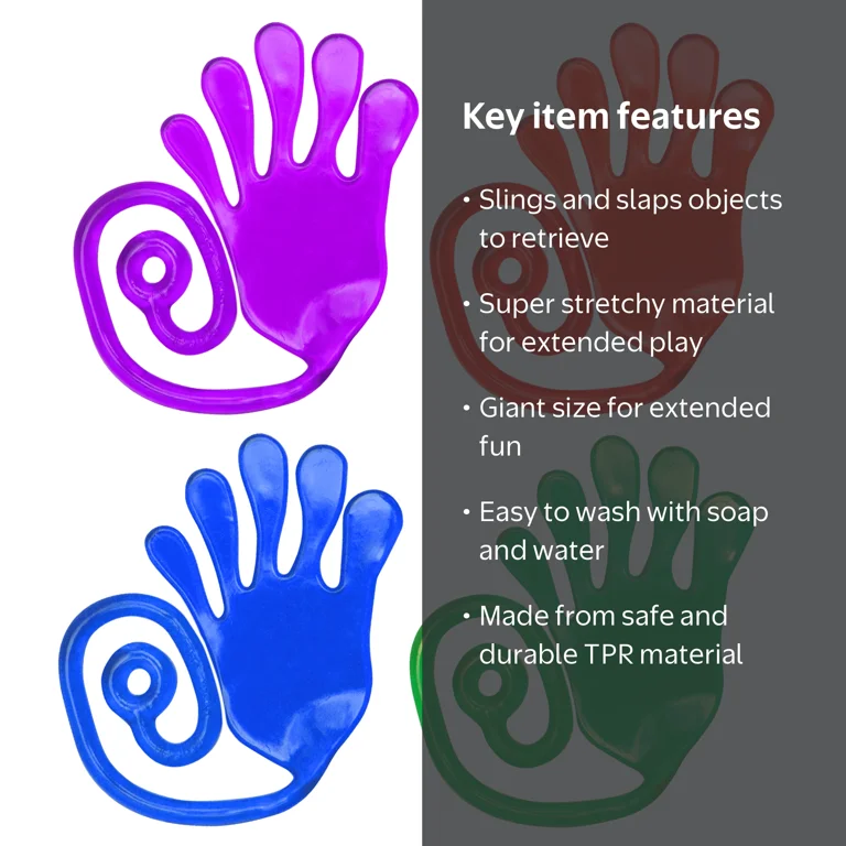 JA-RU Slim-Eez Stretchy Sticky Giant Snap Hand, 4 Colors May Vary