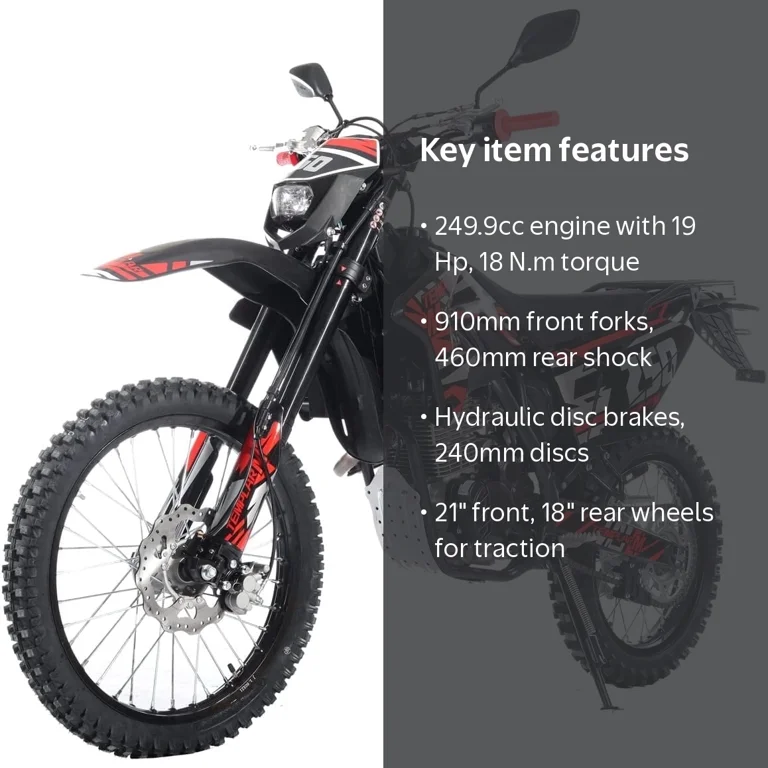 【Gemix10 Black】　ムク　SAR X-Pro Templar M 250cc Motorcycle, Kick/E-Start, Manual Gears, 21