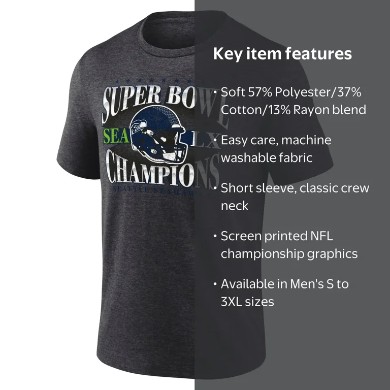 NFL Seattle Seahawks Super Bowl 60 Champions Men's Charcoal