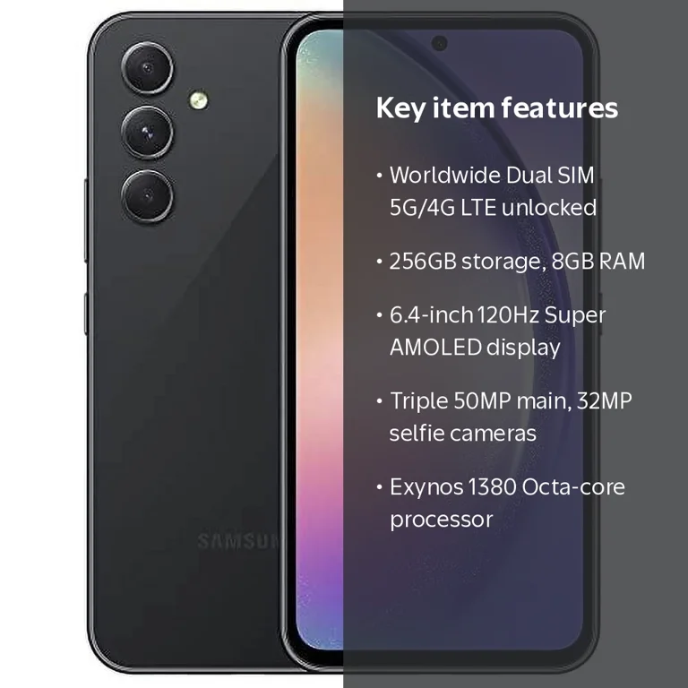 SAMSUNG Galaxy A54 5G, 4G LTE, 256GB + 8GB, Unlocked, Dual Sim