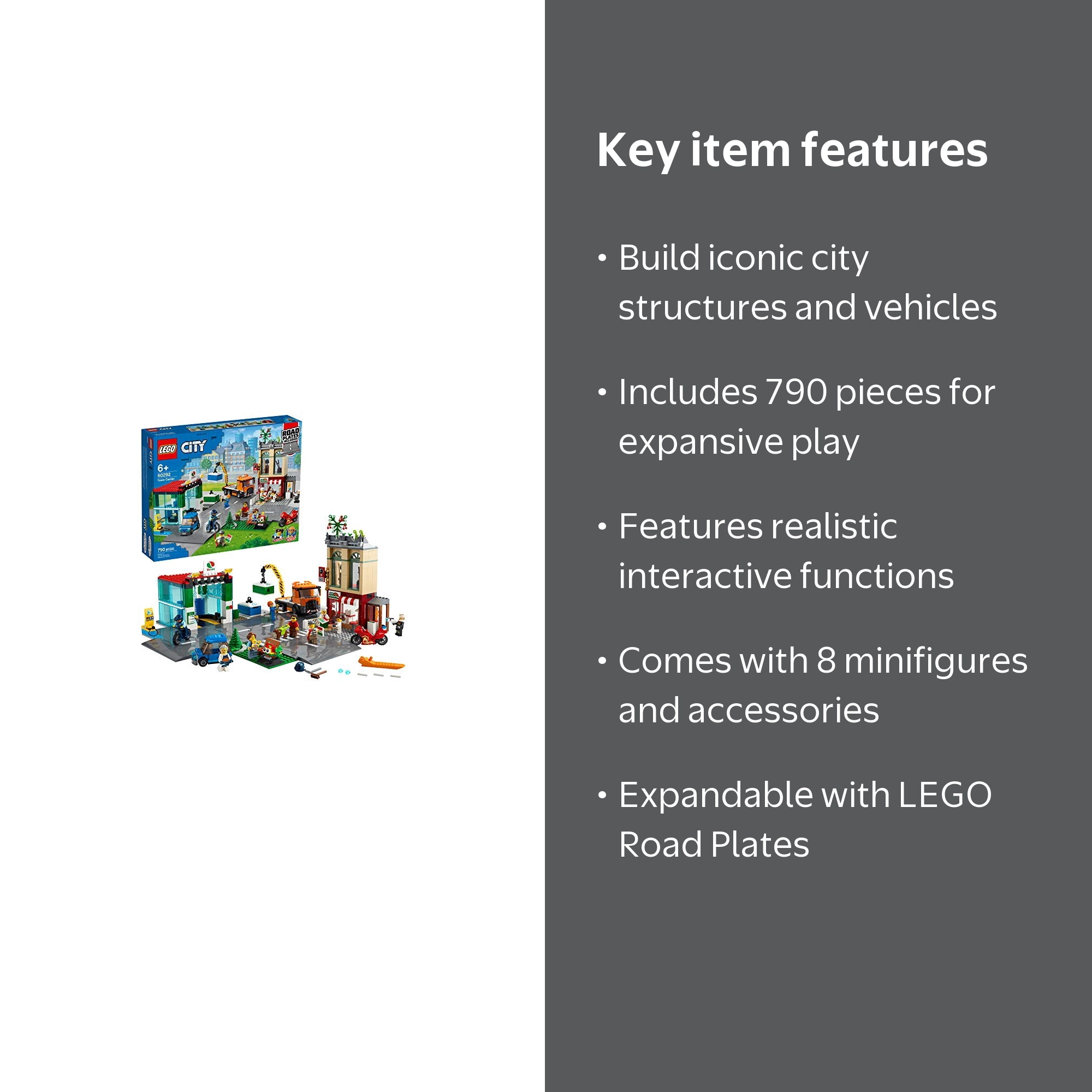 LEGO City Town Center 60292 Electric Car Landscape Building Kit