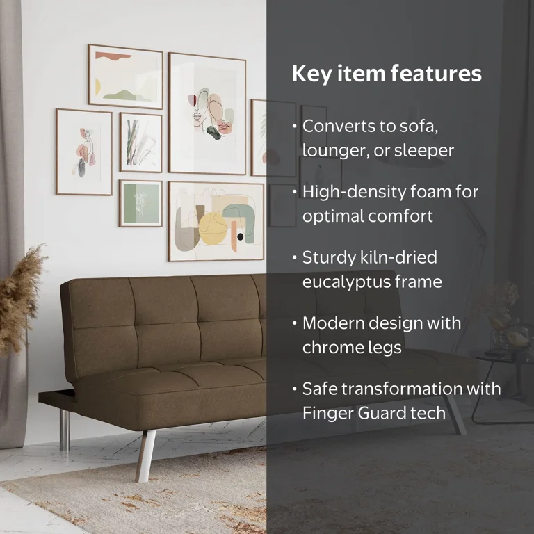 Serta Chelsea Modern Upholstered Futon Sofa Bed, Contemporary