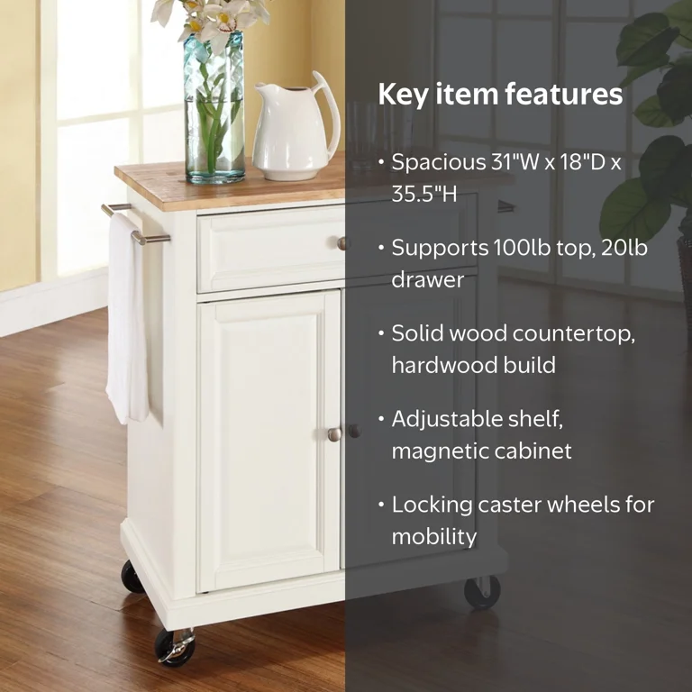 Crosley Furniture Natural Wood Top Portable Kitchen Cart - Walmart.com