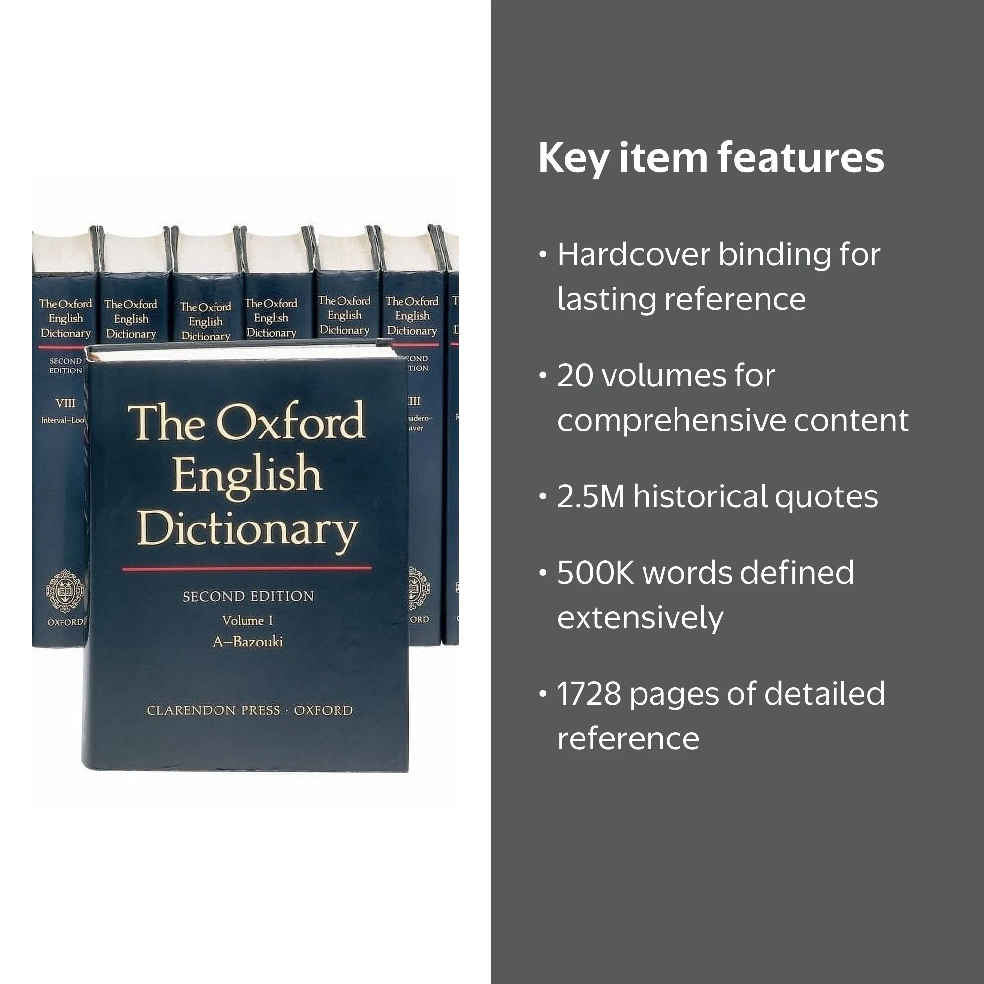 Oxford English Dictionary, 20 Volumes Set, Hardcover by Clarendon