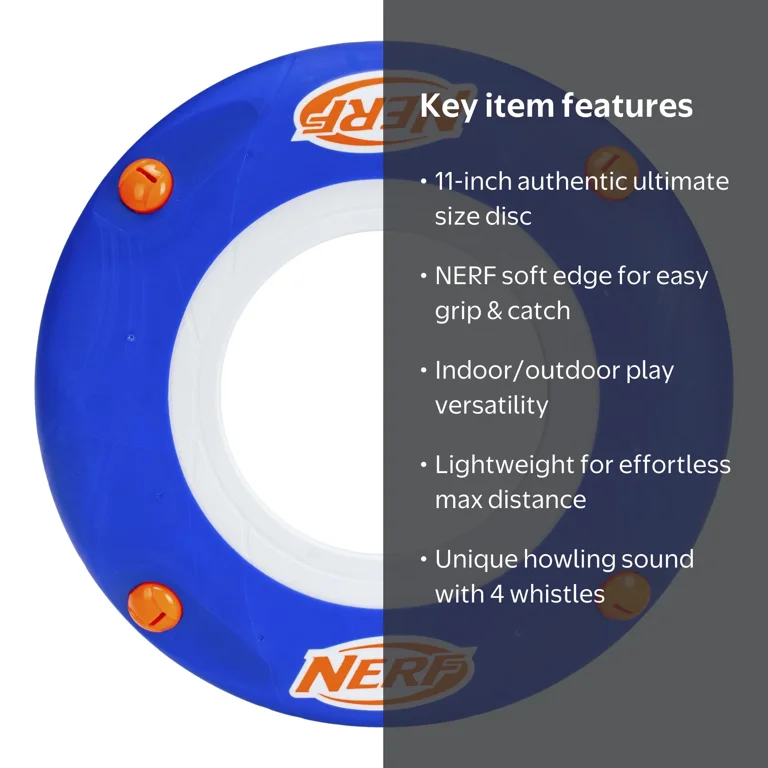 NERF Kids Soft Flying Disc - Sonic Slinger Indoor + Outdoor Flying