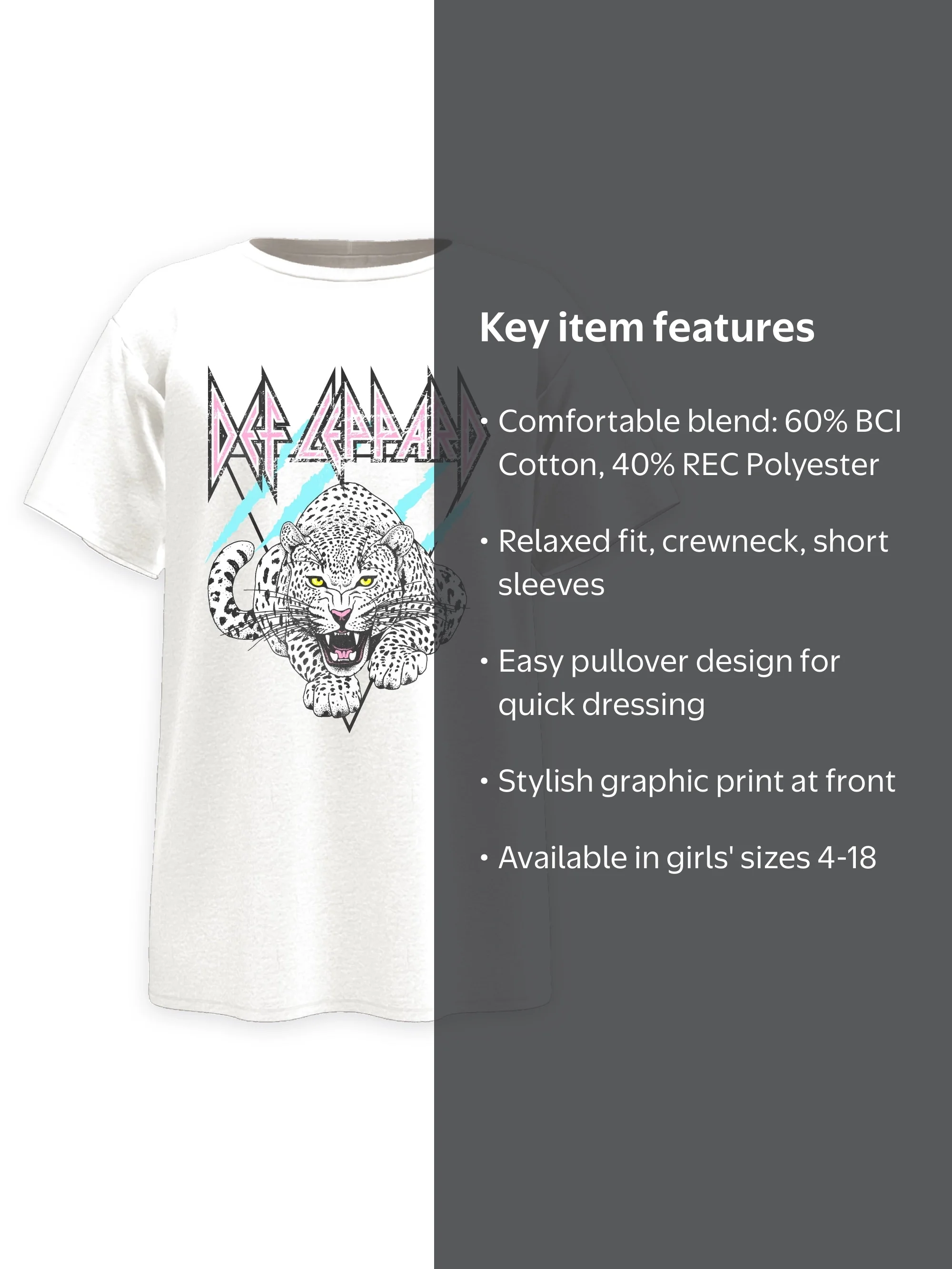 Def Leppard 1987 Retro Cover, Girls Apparel Graphic Crew Neck