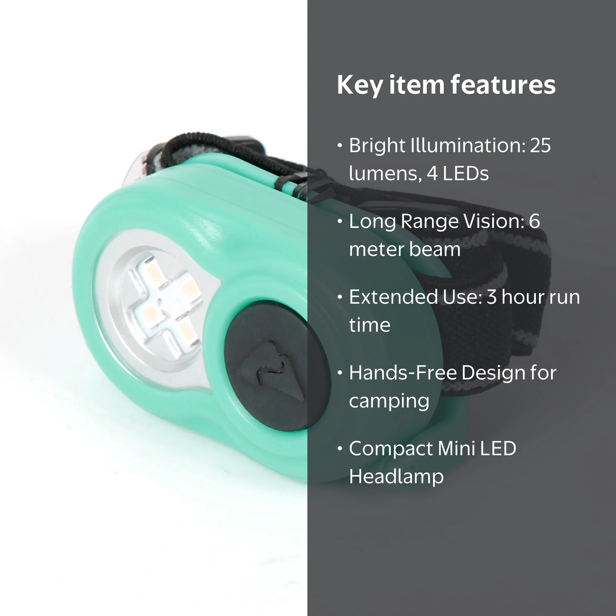 Ozark Trail Headlamp, Mini LED, 25 Lumens, Battery Powered, Teal