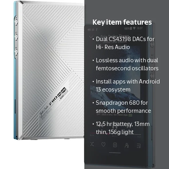 FiiO, JadeAudio FiiO JM21 Hi-Res Music Player, Android 13, Sky