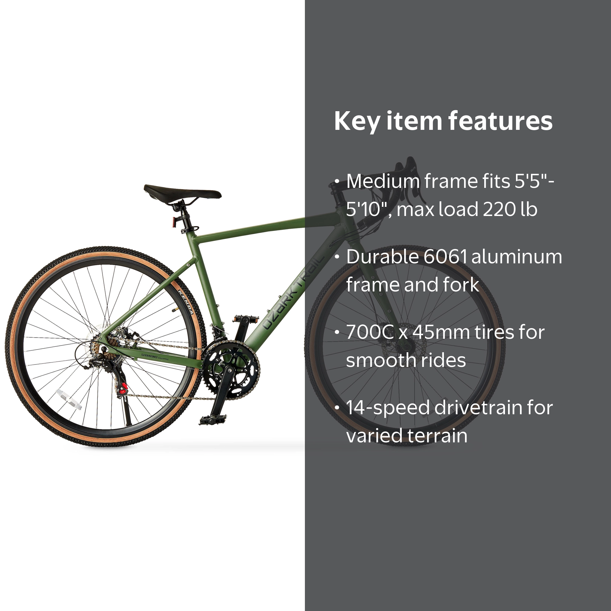 Free Shipping! Ozark Trail Gravel Bike, 700C G.1 Explorer, Medium
