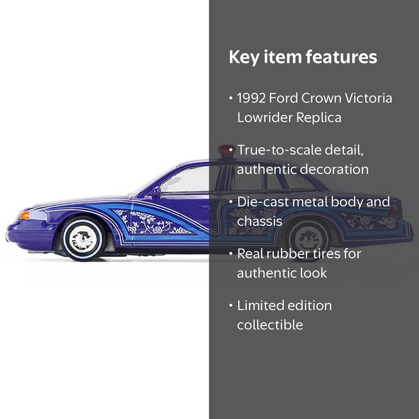 1992 Ford Crown Victoria Lowrider Blue with Graphics and Lightbar