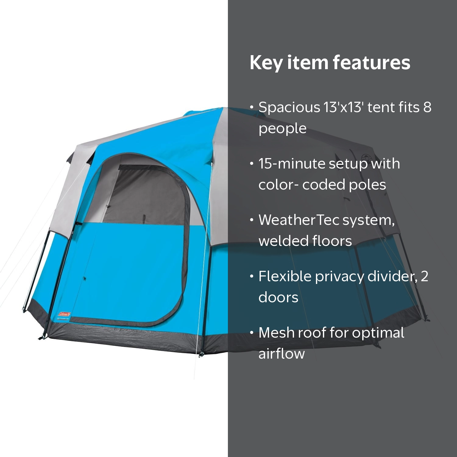 Coleman 13' x 13' Octagon Camping Tent, Instant Setup, Privacy