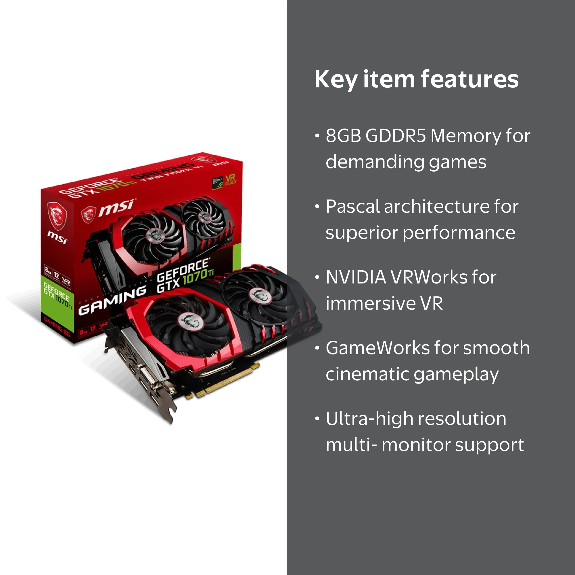 MSI GTX 1070 TI GAMING 8G - G1070TG8 - Walmart.com