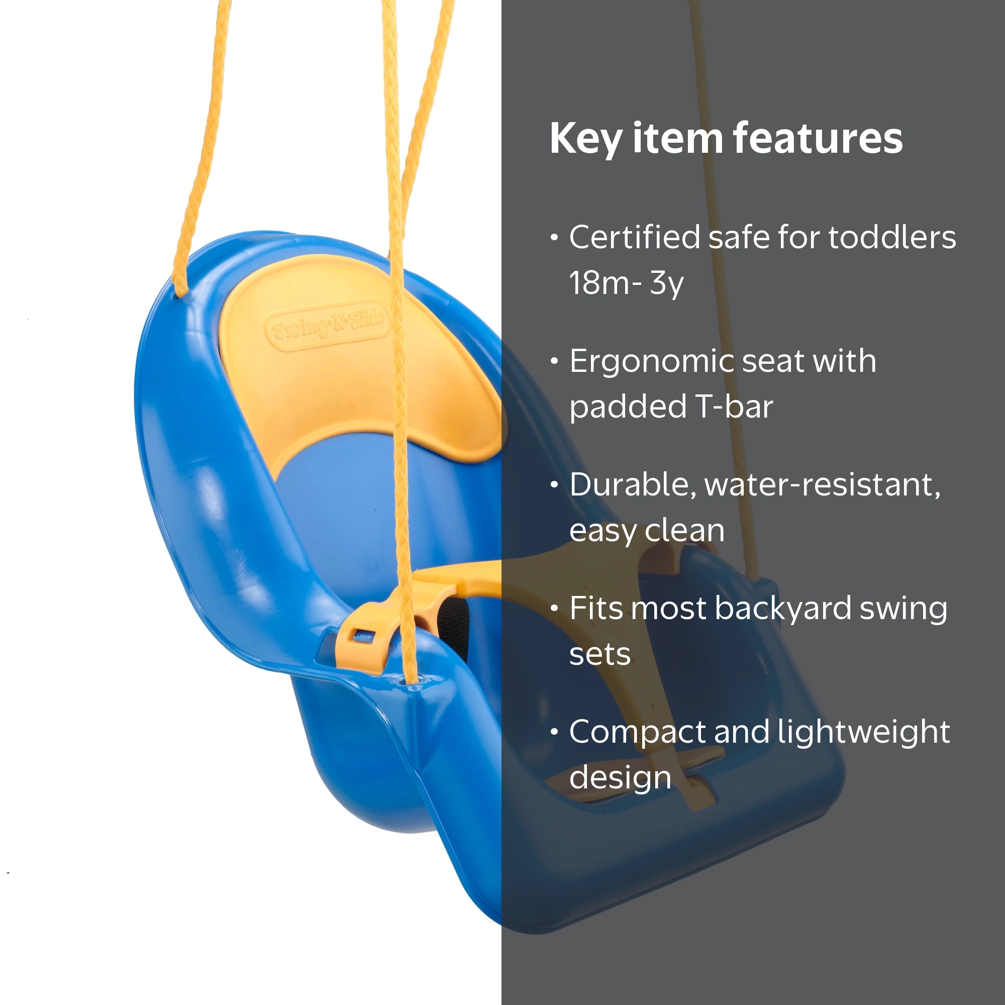 Swing-N-Slide Comfy-N-Secure Coaster Swing for Toddler with a Lap