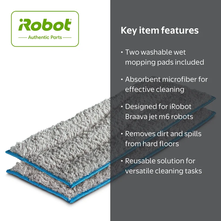 iRobot® Braava jet® m Series Washable Wet Mopping Pads, (2-Pack