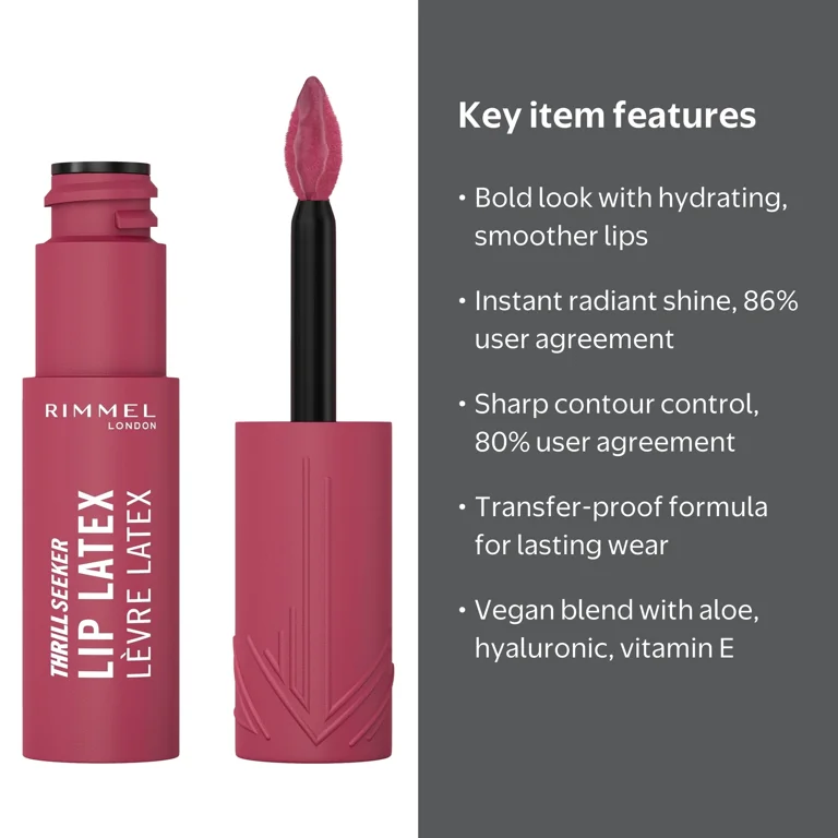 Rimmel Thrill Seeker Lip Latex, 300 Main Character, 0.2 fl oz