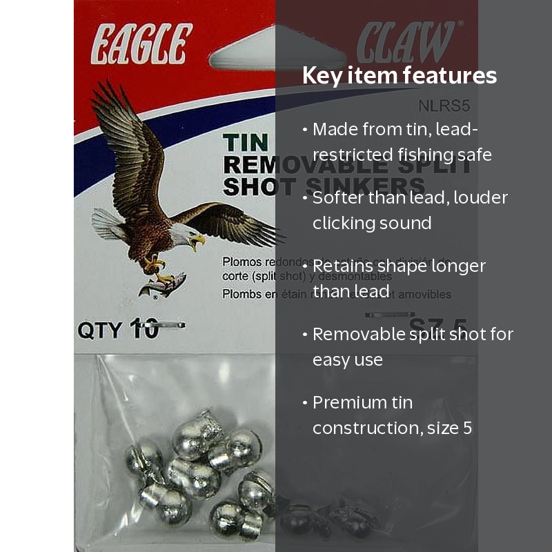 Eagle Claw Fishing Tin Split Shot Weights Size 5 Removable Eco